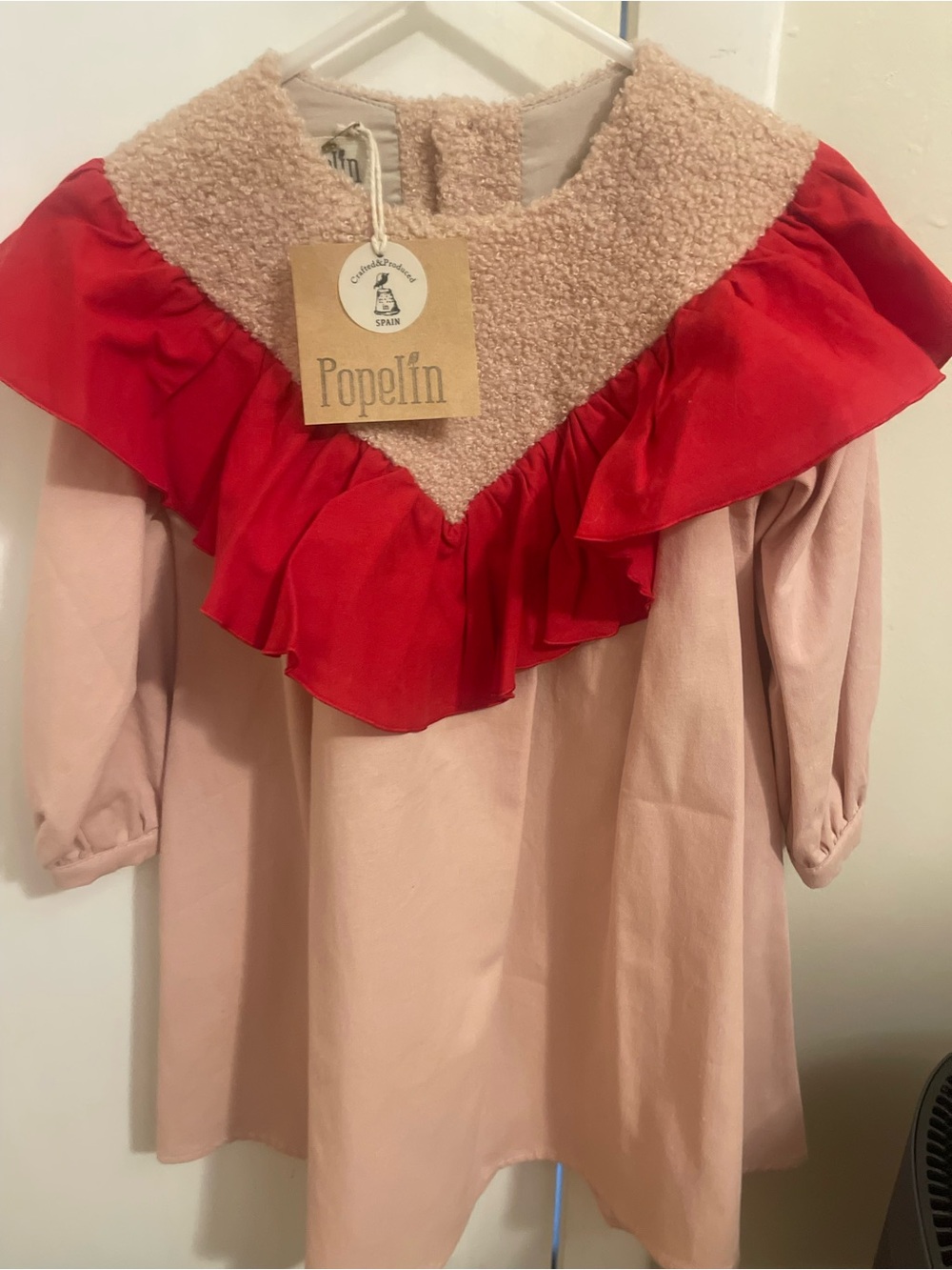 Pink & Red Ruffle RARE made in Spain couture Kids Dress